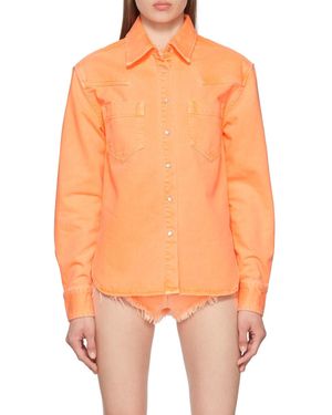 Palm Angels Press Stud Denim Shirt - Orange