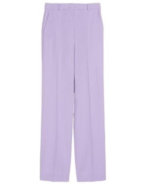 Max Mara High-Waisted Wool Trousers - Purple