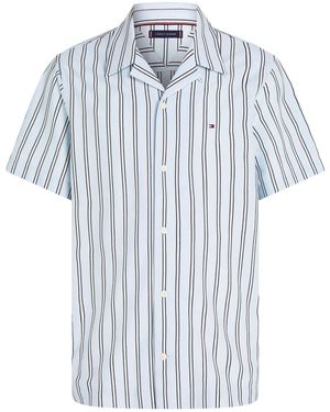 Tommy Hilfiger Verticalstripe Campcollar Shortsleeve Shirt - Blue