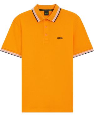 BOSS Tipped-Collar Logo Polo Shirt - Orange