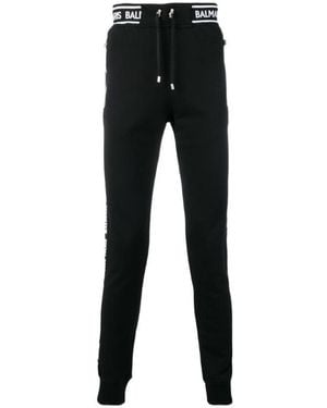 Balmain Logo Stripe Track Trousers - Black