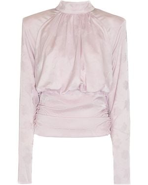 ROTATE BIRGER CHRISTENSEN High-Neck Ruched Top - Pink