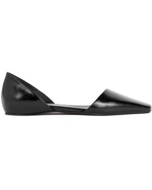 TOTEME The Asymmetric D'Orsay Leather Ballerina Shoes - Black