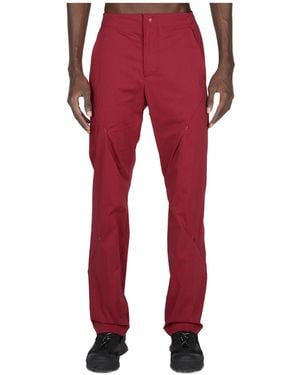 Post Archive Faction PAF Pleated Zipper Casual Trousers - Red