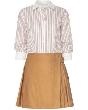 Jonathan Simkhai Frankie Pleated Striped Mini Dress - White