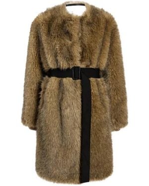 Proenza Schouler Faux Fur Belted Khai Coat - Green