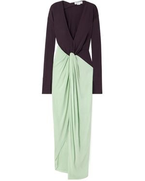Victoria Beckham Long Sleeve Knot Detail Jersey Gown - Green