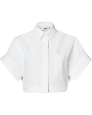Fendi Cocoon Sleeves Cropped Shirt - White