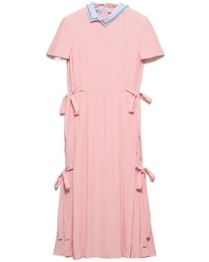 Prada Embroidered Marocain Crepe Dress - Pink