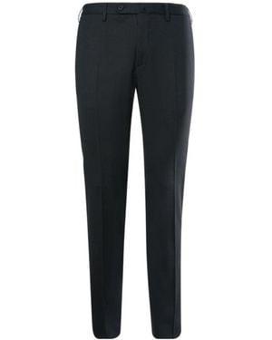 Incotex Buttoned Wool-Blend Pants - Black