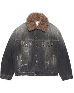 Acne Studios Distressed Denim Jacket - Gray