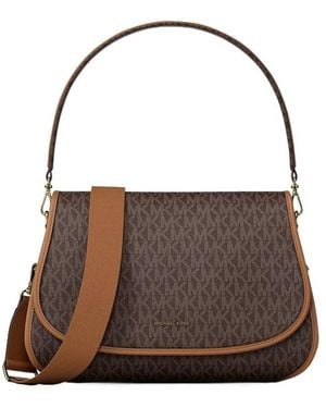 MICHAEL Michael Kors Holmes Medium Signature Logo Convertible Messenger Bag - Brown