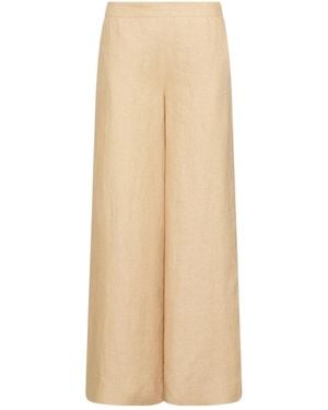 Marella Linen Wide-Leg Pants - Natural