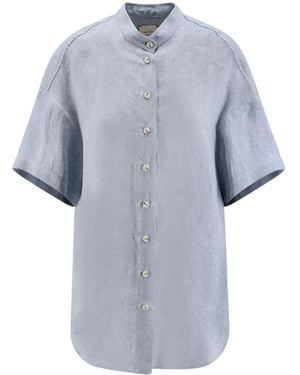 Alysi Short-Sleeve Stand-Collar Jacket - Blue
