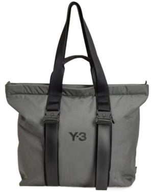 Y-3 Logo-Detail Tote Bag - Blue
