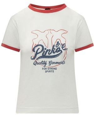 Pinko Contrast Trim Logo T-Shirt - White