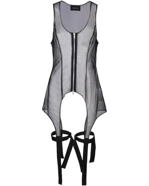 Simone Rocha Mesh Zip-Up Bodysuit - Grey