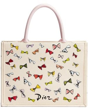 Dior Iviera Medium Book Tote With Strap - Natural