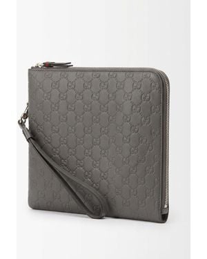 Gucci Gg Emblem Pouch - Grey