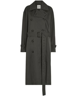 TOTEME Double-Breasted Belted Cotton-Blend Trench Coat - Black