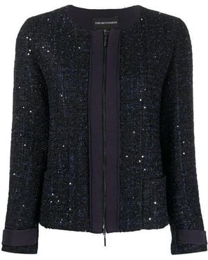 Emporio Armani Glitter Coarse Flower Casual Jacket - Black