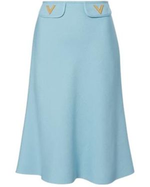 Valentino Vlogo Canvas Midi Skirt - Blue