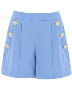 Balmain Button Embellished Pleated Shorts - Blue