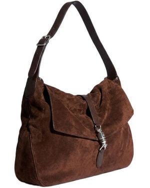 Gucci Jackie Flap Large Crossbody Bag - Brown