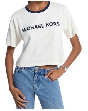 Michael Kors Logo-Embroidered T-Shirt - Blue