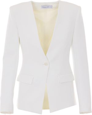 Patrizia Pepe V-Neck Single-Breasted Blazer - White