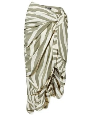 Balmain Zebra-Print Midi Skirt - White