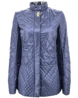 Ferragamo Quilted Cotton Suit With Vertical Collar - Blue