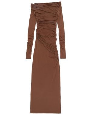Helmut Lang Off-The-Shoulder Maxi Dress - Brown