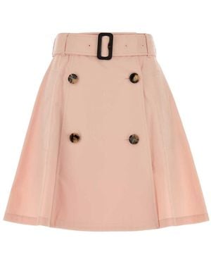 Burberry Buttoned Belted Skirt - Natural