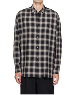 Ssstein Long-Sleeved Plaid Shirt - Black