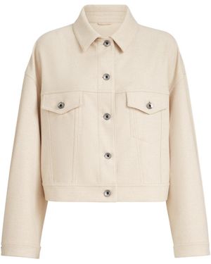 Brunello Cucinelli Wool-Blend Denim Jacket - Natural