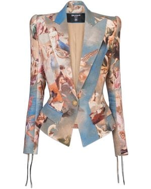 Balmain Slim-Fit Sky Printed Canvas Jacket - White