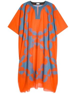 Dries Van Noten Printed Crewneck Kaftan - Orange
