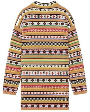 KENZO Intarsia-Knit Long-Sleeved Sweater Dress - Multicolor