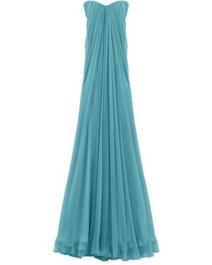 McQueen Strapless Draped Maxi Dress - Blue