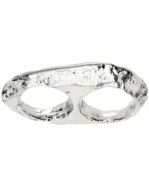 Homme Plissé Issey Miyake Cavern Hammered Ring - White