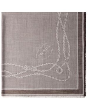 Prada Silk, Cashmere And Wool Jacquard Shawl - Gray