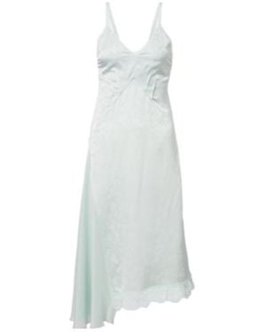 Victoria Beckham Asymmetric Lace-Trimmed Jacquard Slip Dress - White