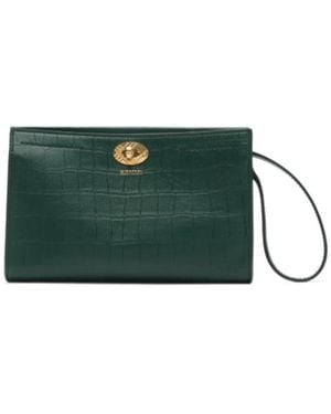 Burberry Cotswolds Crocodile-Effect Leather Clutch Bag - Green