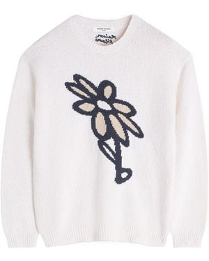 Maison Kitsuné Maison Kitsuné Abstract Daisy Intarsia Jumper - White