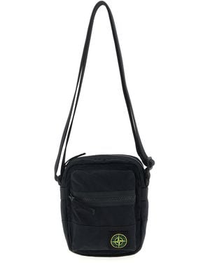 Stone Island Logo Badge Crossbody Bag - Black