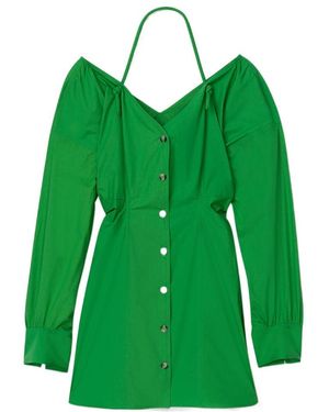 Nanushka Long-Sleeve Button-Fastening Dress - Green