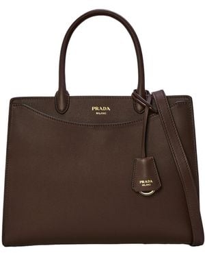 Prada Cross-Grain Cowhide Handbag - Brown
