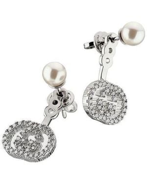 Gucci Pearl And Crystal Ear Jacket Earrings - White