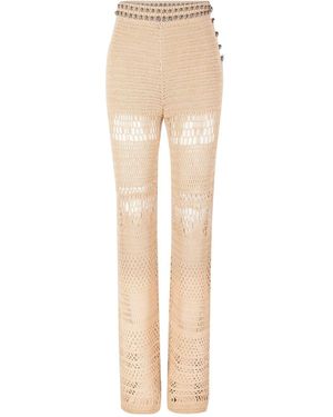 Rabanne Flared Knitted Pants - Natural